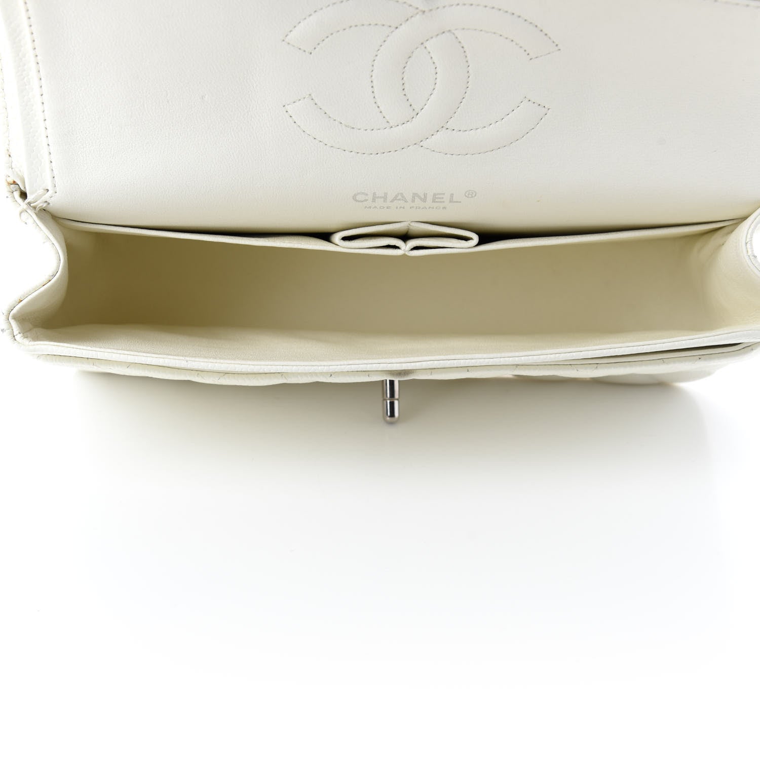 Chanel Caviar Quilted Medium Double Flap White 5 of 17