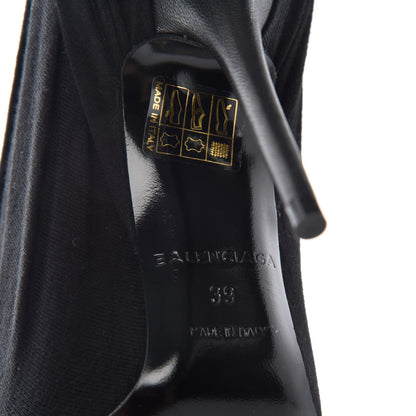 Balenciaga Jersey Crepe Political Campaign Logo Knife 115 Pointed Pumps 39 Black White Rouge 9 of 11