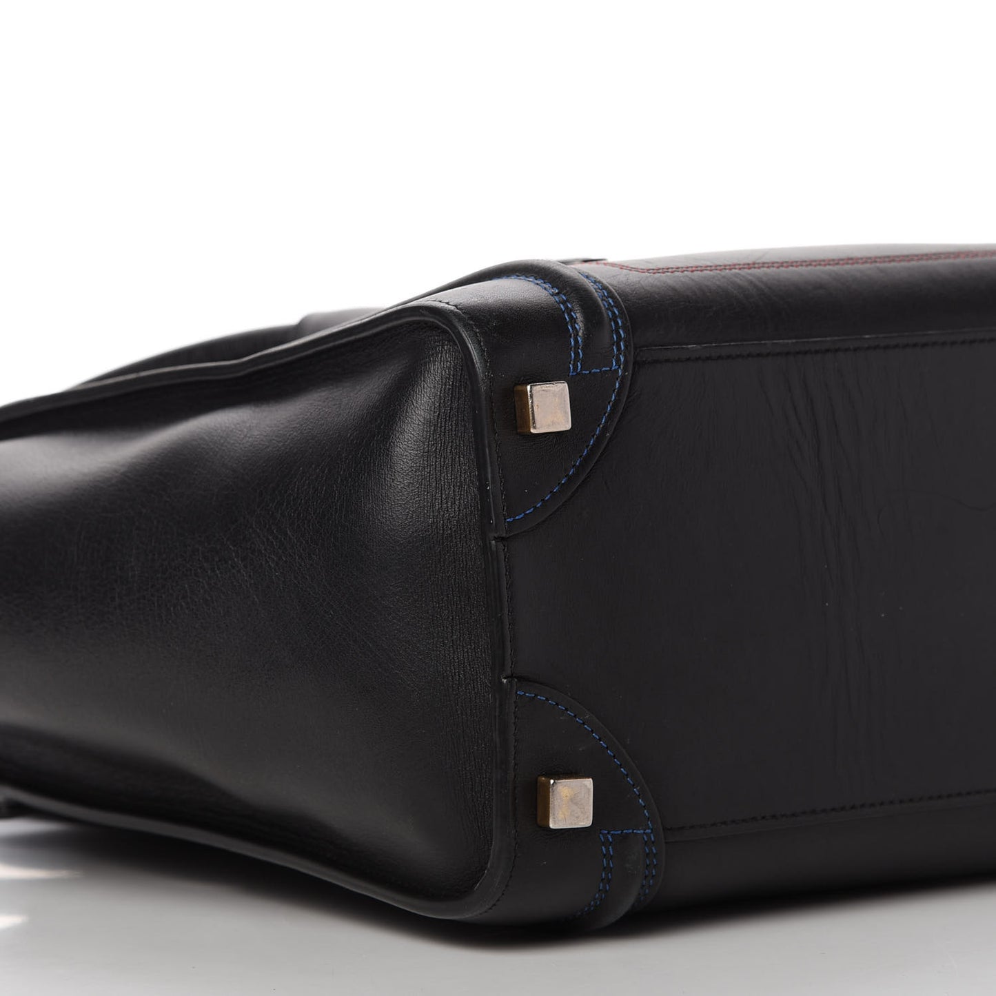 Smooth Calfskin Multicolor Double Stitching Micro Luggage Black