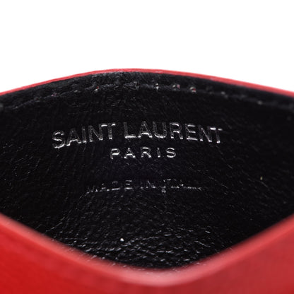 Saint Laurent Grain De Poudre Matelasse Chevron Monogram Credit Card Case Rouge Eros 6 of 8