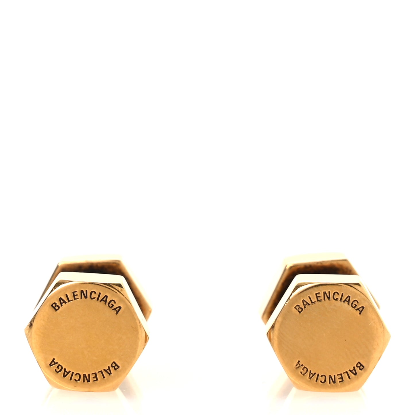 Metal Double Screw Garage Stud Earrings Antique Gold