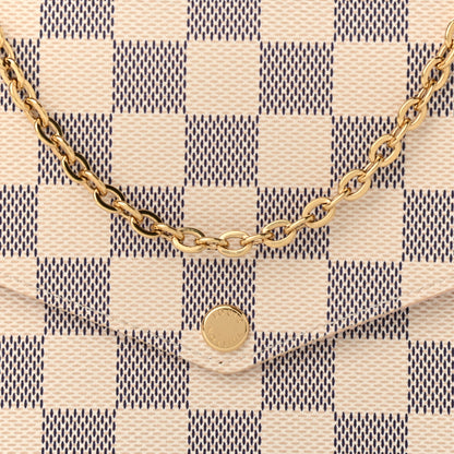 Louis Vuitton Damier Azur Pochette Felicie Chain Wallet Rose Ballerine 8 of 11