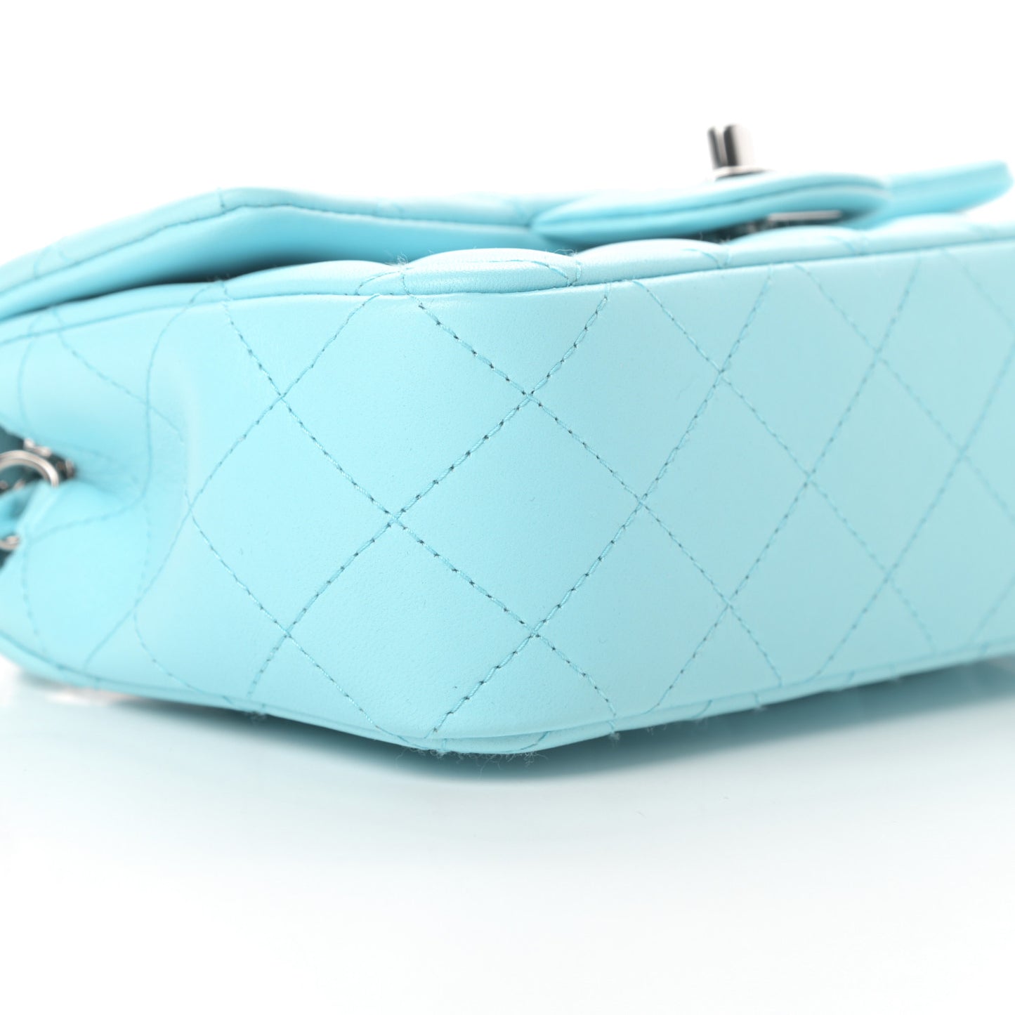 Lambskin Quilted Mini Rectangular Flap Neon Blue
