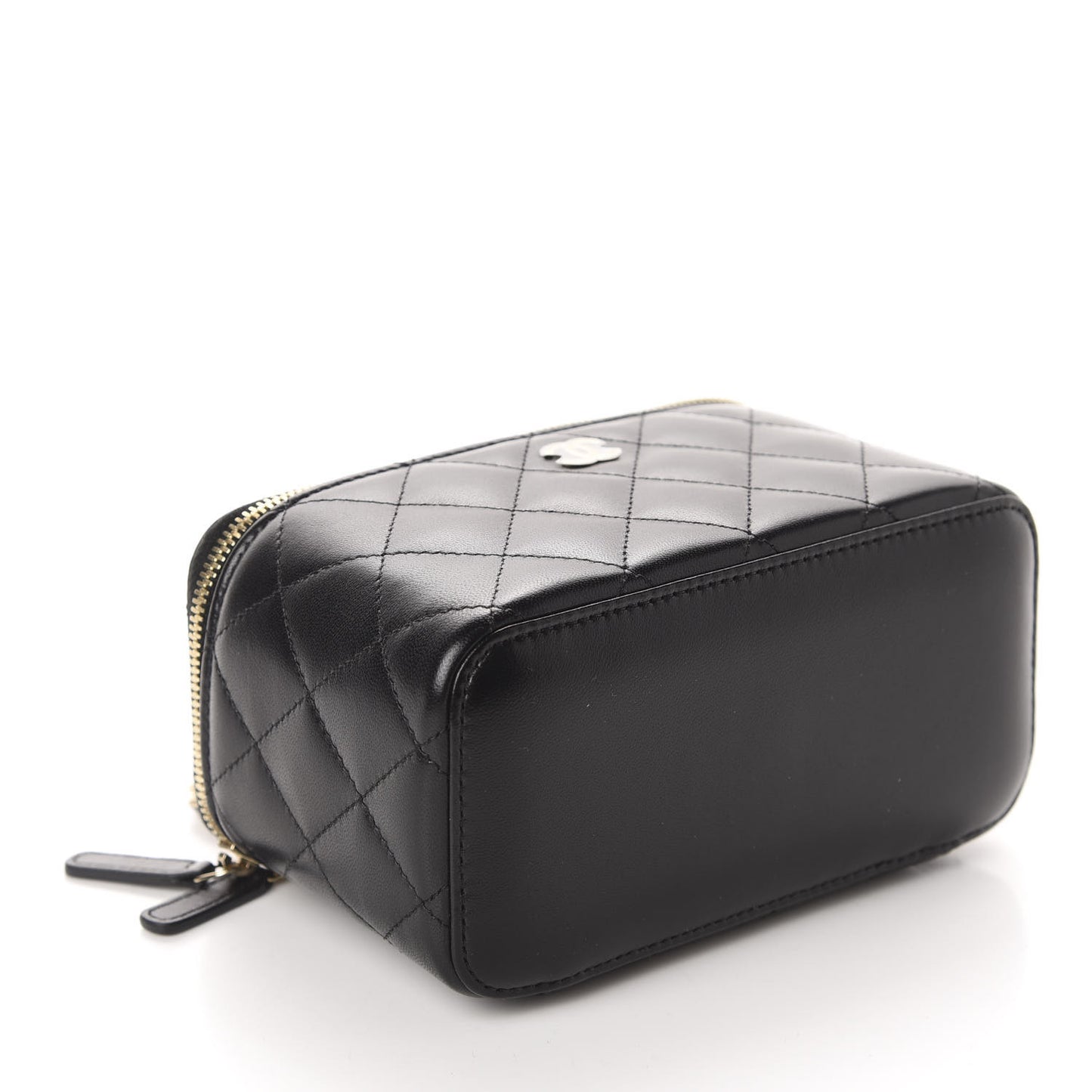 Lambskin Quilted Small Vanity Case With Chain Black