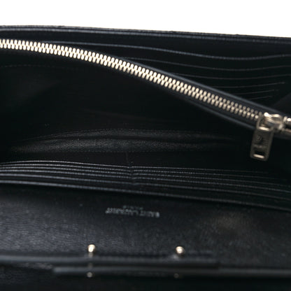Saint Laurent Grain De Poudre Matelasse Chevron Monogram Chain Wallet Black 7 of 11