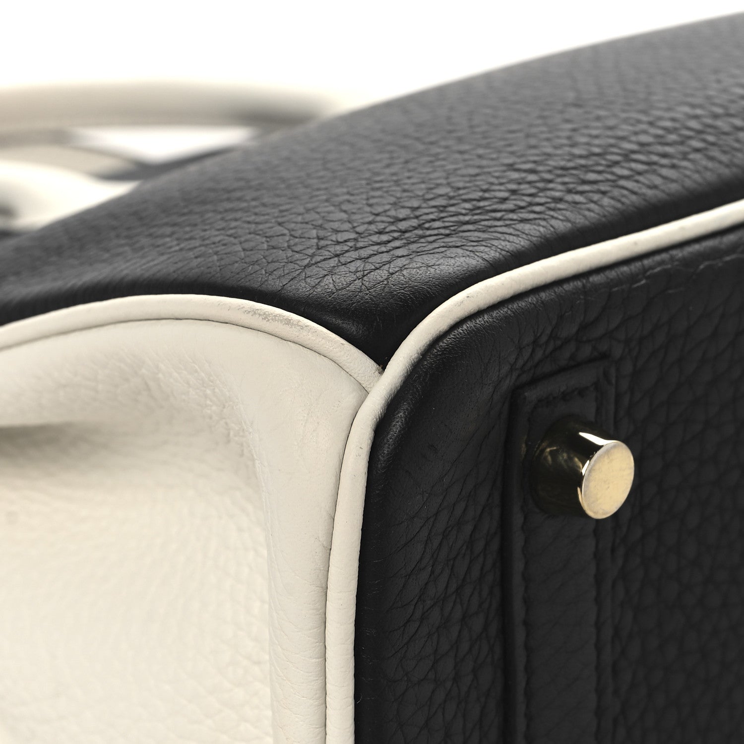 Hermes Togo Horseshoe Birkin 25 Black Craie 11 of 16