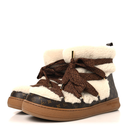 Louis Vuitton Shearling Monogram LV Cloud Lace Up Ankle Boot 41 Beige 4 of 9