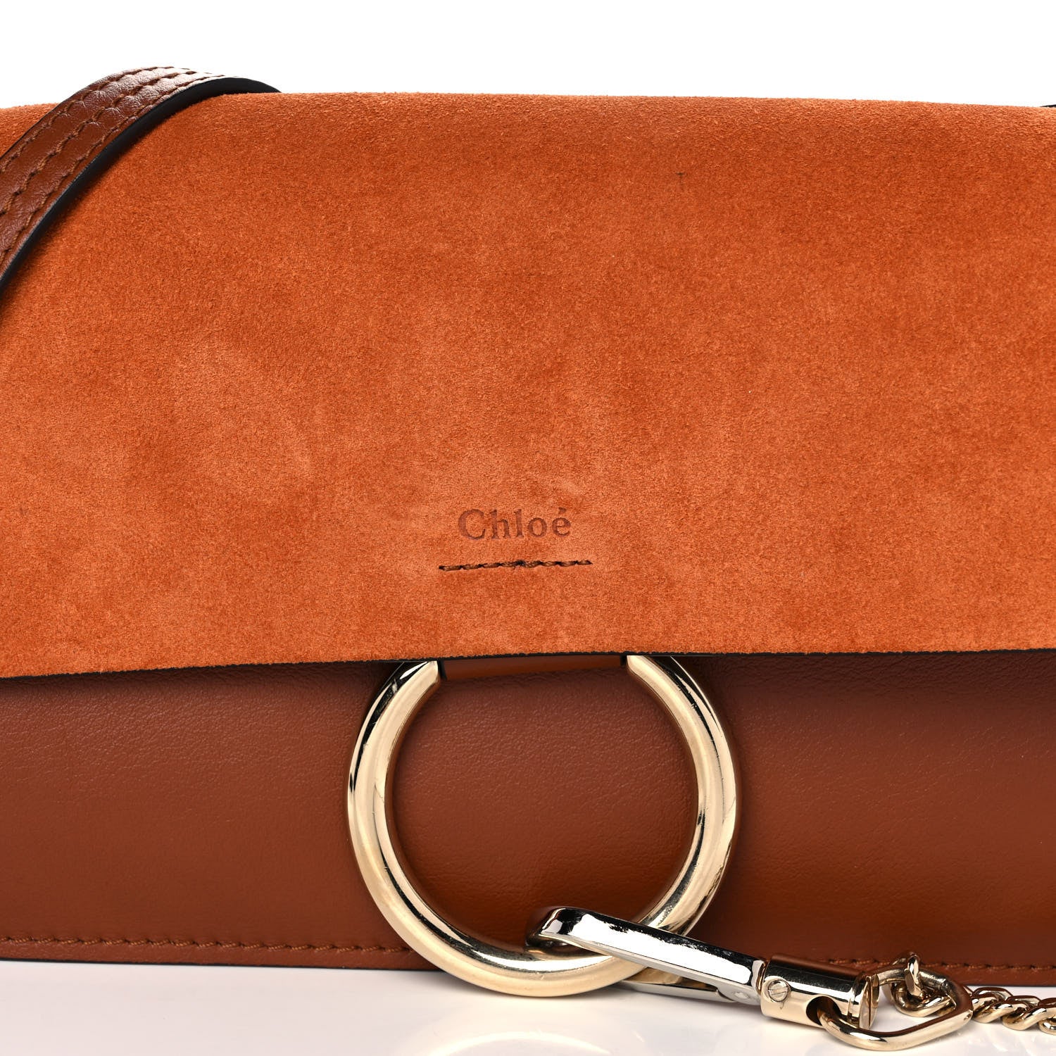 Chloe Suede Calfskin Small Faye Shoulder Bag Tobacco 7 of 10