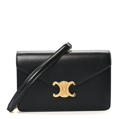 Celine Shiny Calfskin Triomphe Margo Wallet on Chain Black 1 of 9