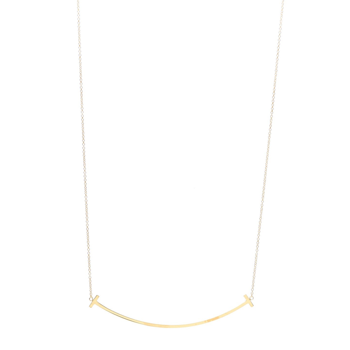 18K Yellow Gold Large T Smile Pendant Necklace
