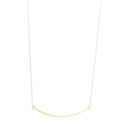 Tiffany 18K Yellow Gold Large T Smile Pendant Necklace 1 of 6