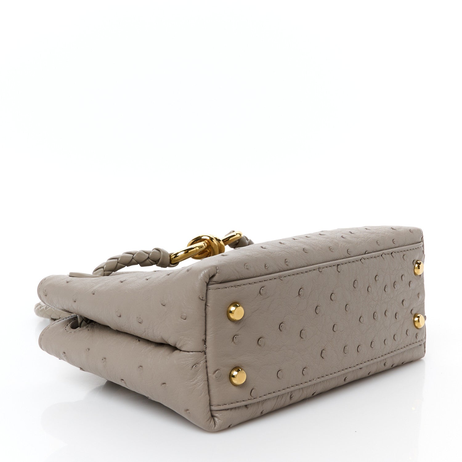 Bottega Veneta Ostrich Mini Andiamo Shoulder Bag Limestone 4 of 10