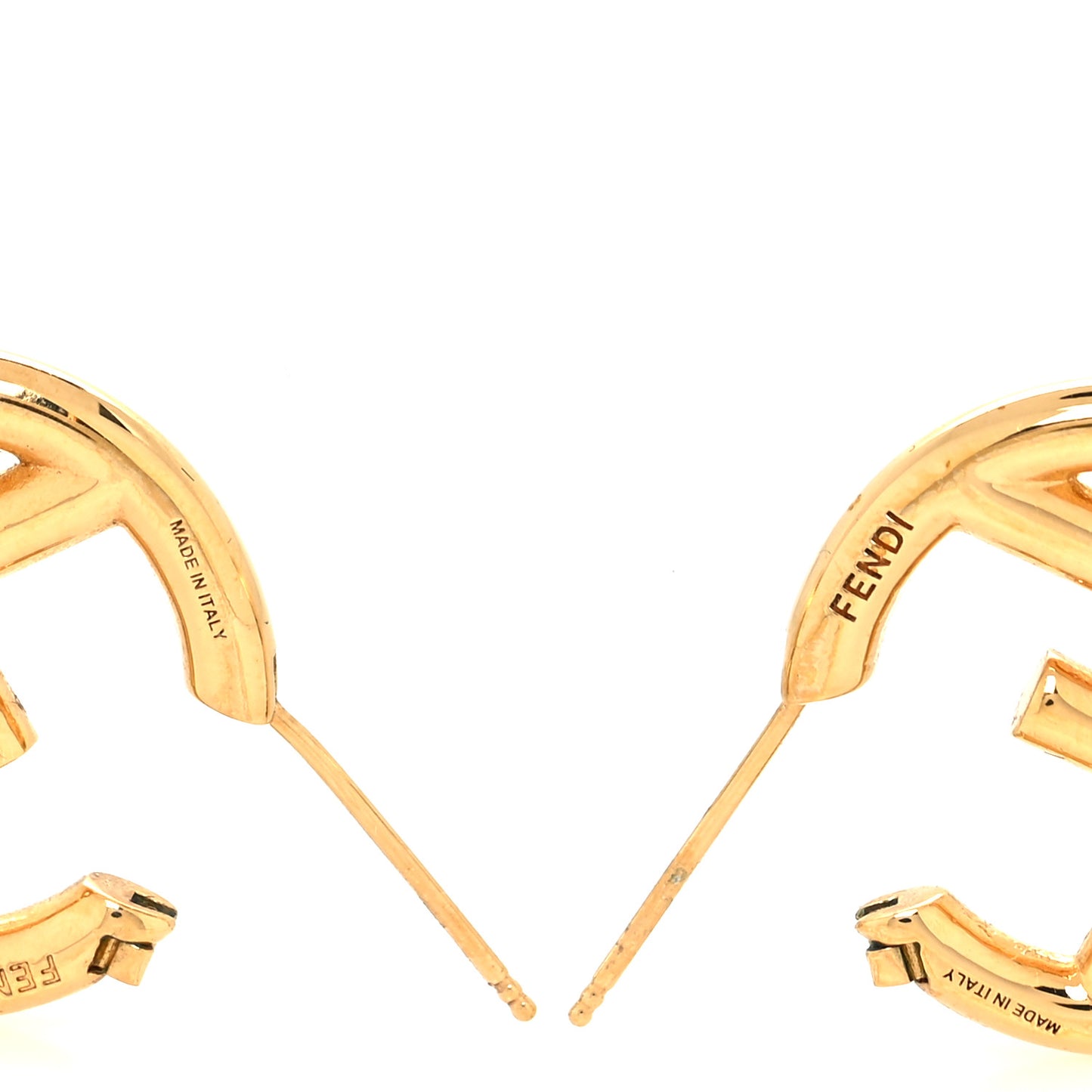 Metal FF Hoop Earrings Gold