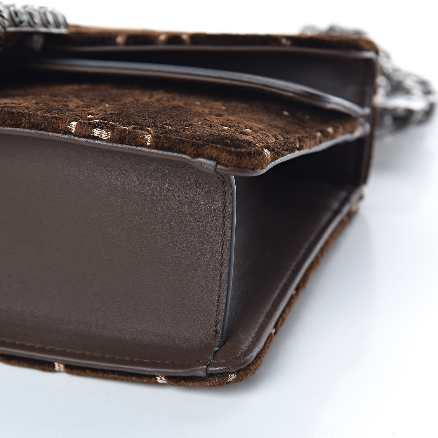 Gucci Velvet Moon Calfskin Crystal GG Monogram Small Dionysus Shoulder Bag Brown Vintage Cocoa Black Diamond 9 of 12