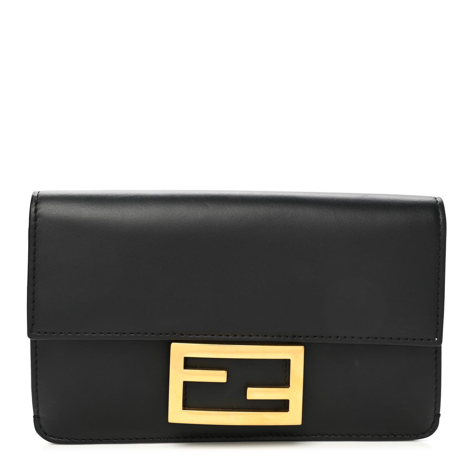 Fendi Vitello King Mini Flat Baguette Black 1 of 8