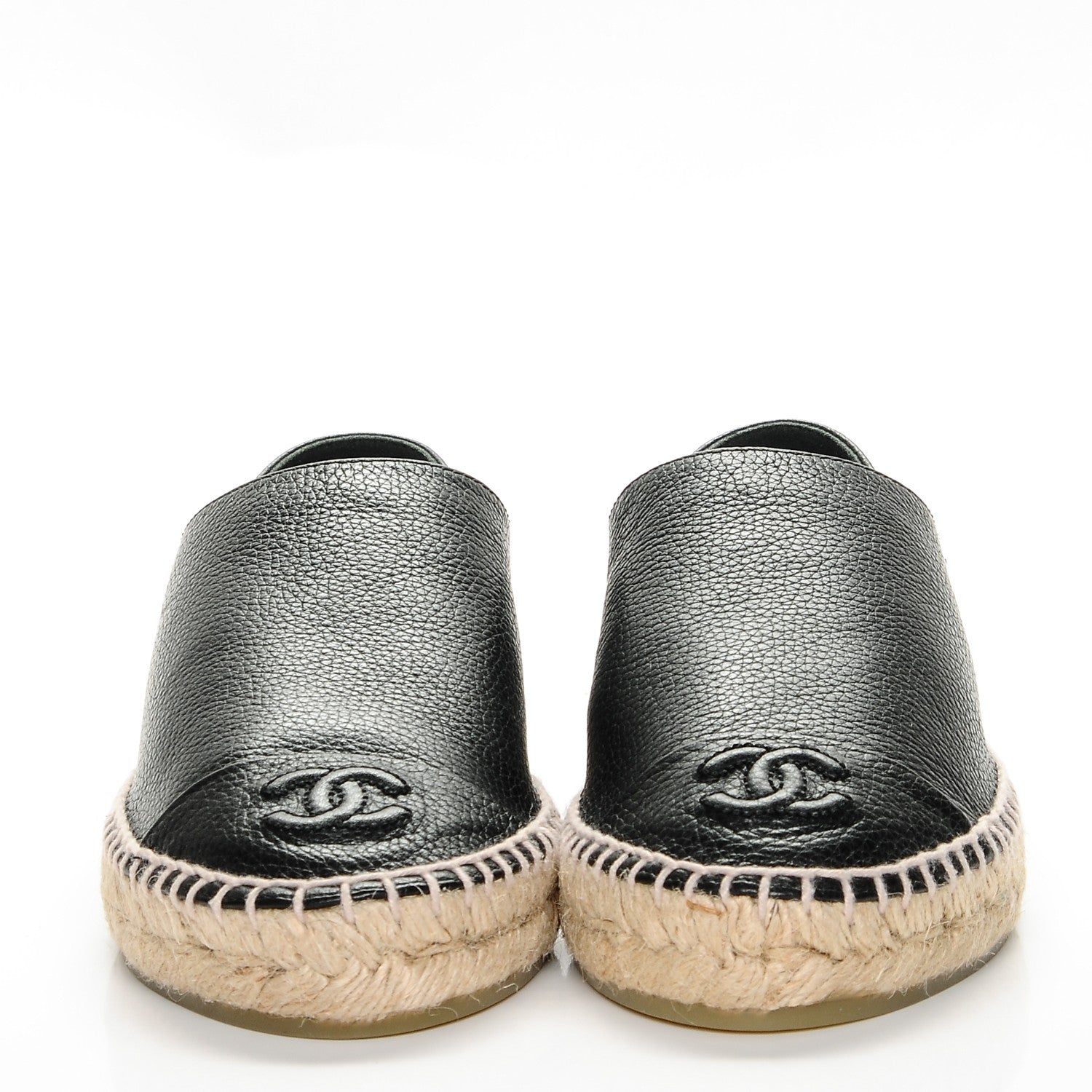 Chanel Grained Calfskin CC Espadrilles 36 Black 2 of 8