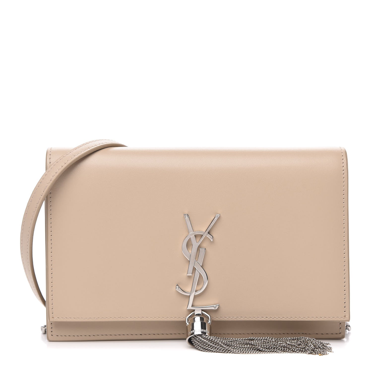 Saint Laurent Smooth Calfskin Classic Monogram Kate Tassel Chain Wallet Nude Powder 1 of 12