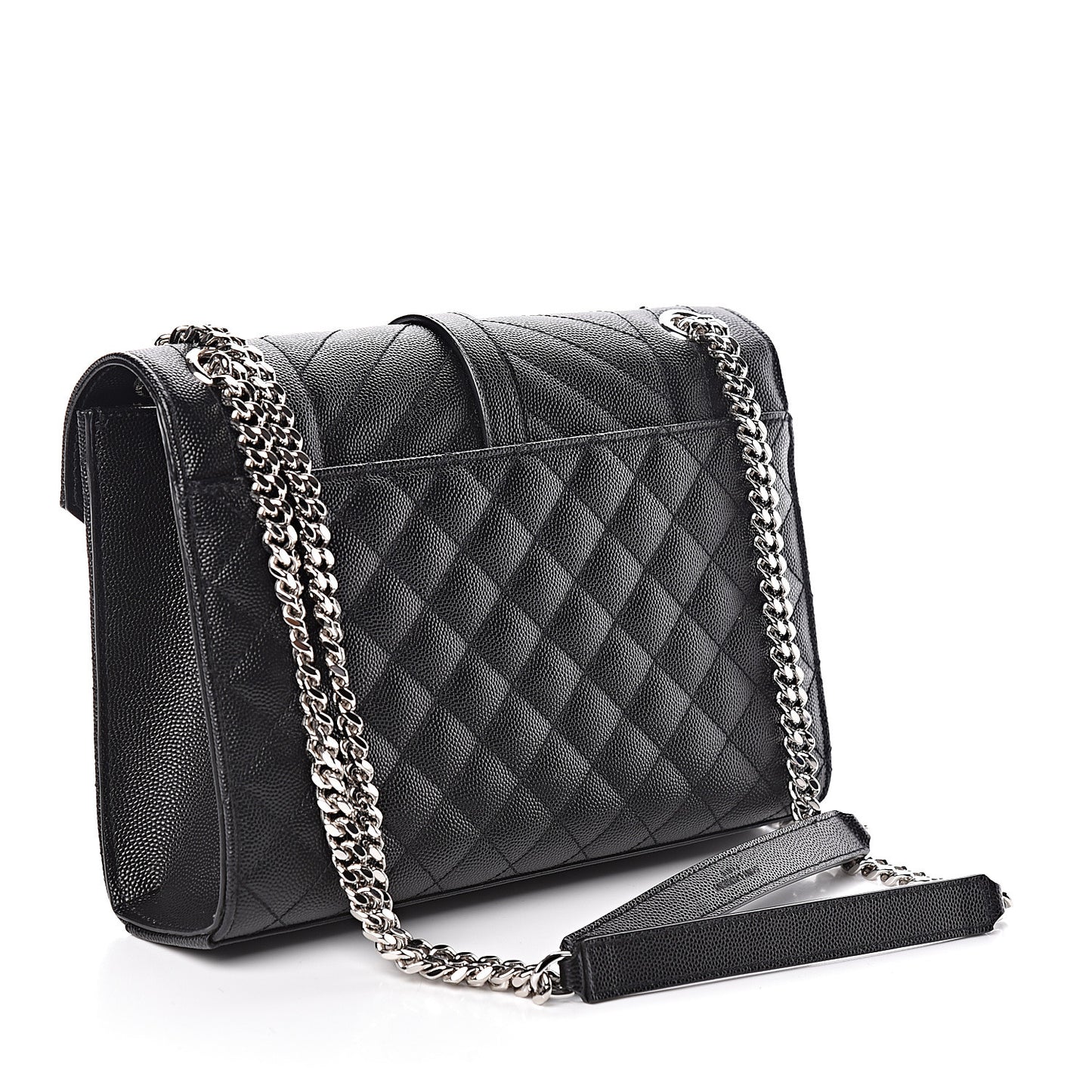 Grain De Poudre Textured Mixed Matelasse Triquilt Medium Monogram Satchel Black