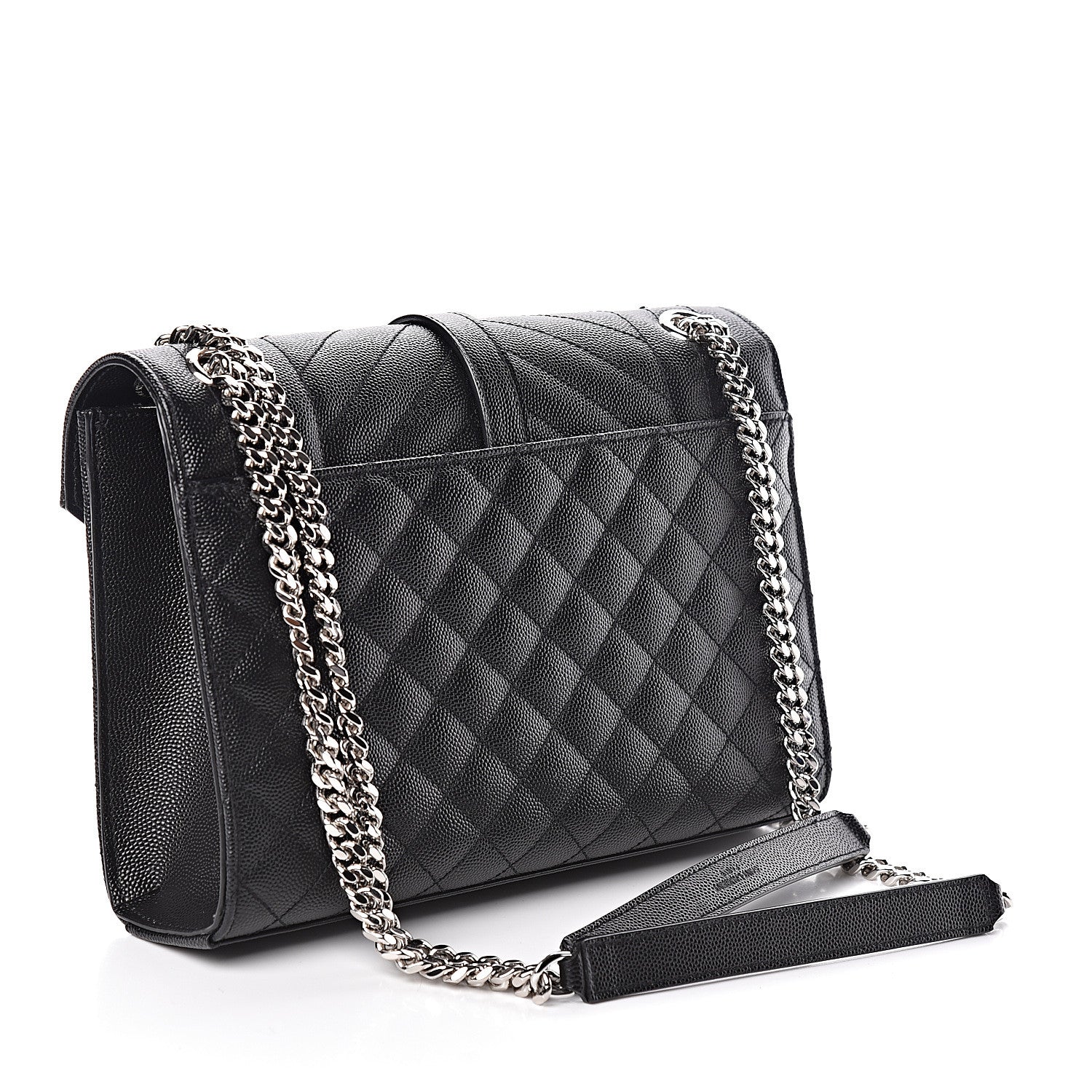 Saint Laurent Grain De Poudre Textured Mixed Matelasse Triquilt Medium Monogram Satchel Black 3 of 10