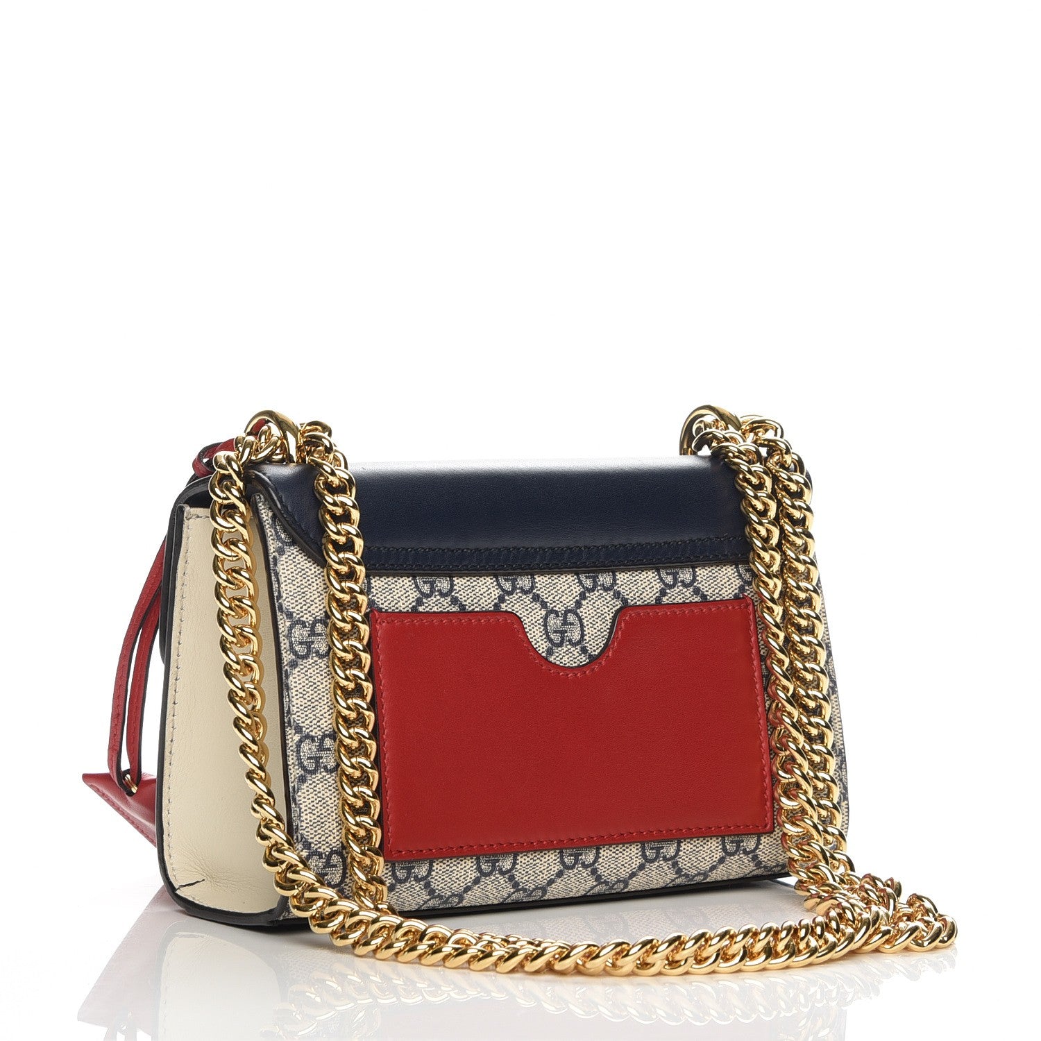 Gucci GG Supreme Monogram Moon Calfskin Small Padlock Shoulder Bag Beige Blue Mystic White Hibiscus Red 3 of 8