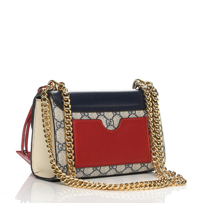 Gucci GG Supreme Monogram Moon Calfskin Small Padlock Shoulder Bag Beige Blue Mystic White Hibiscus Red 3 of 8