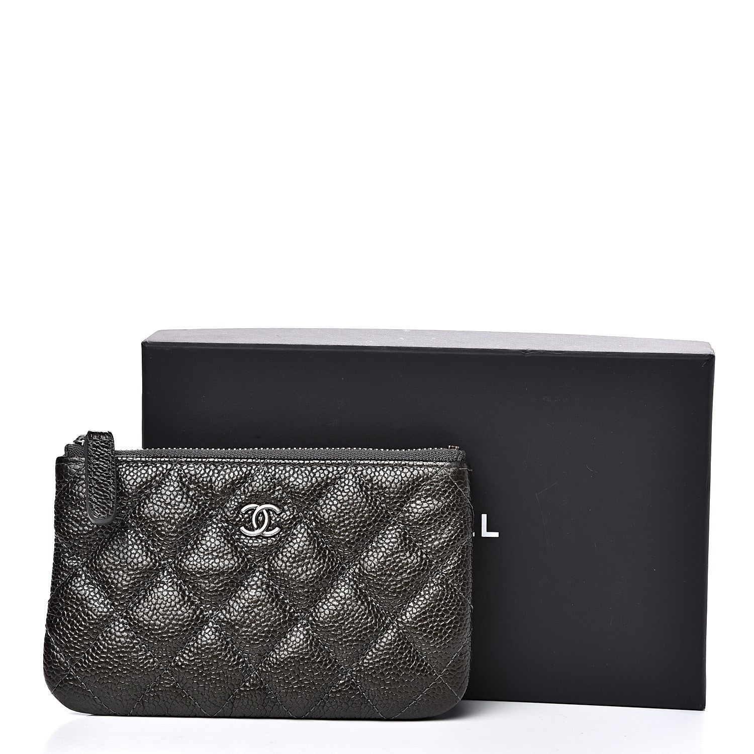 Chanel Caviar Quilted Small Cosmetic Case Dark Charcoal 7 of 7