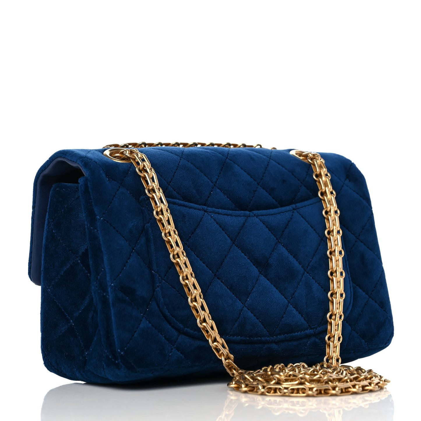 Velvet Quilted Mini 2.55 Reissue Flap Blue