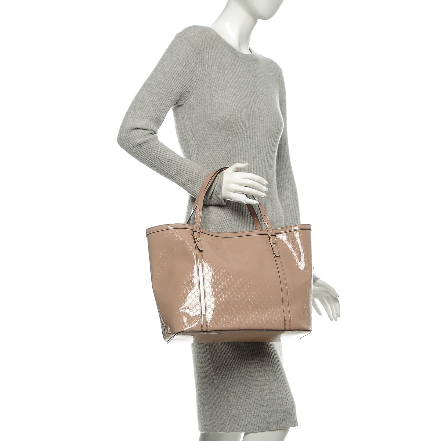 Patent Microguccissima Medium Nice Tote Dark Cipria