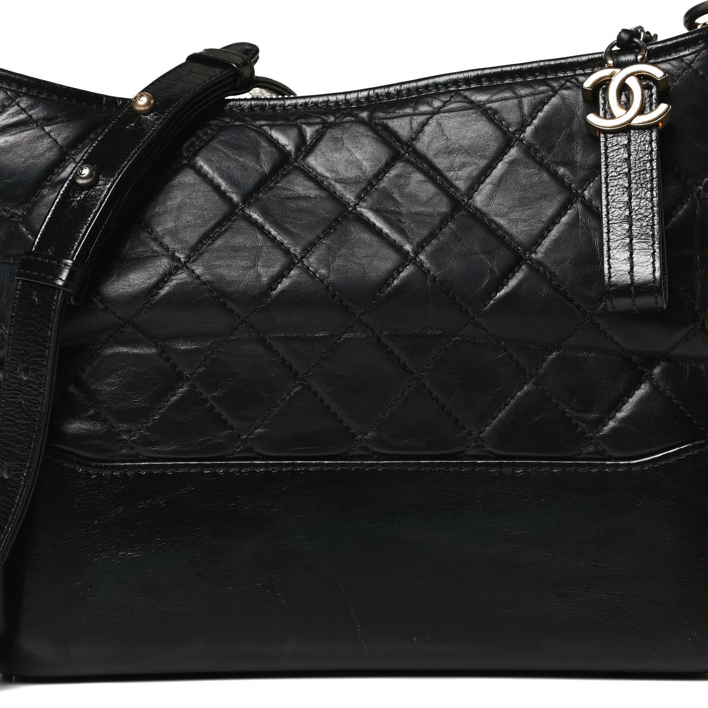 Aged Calfskin Quilted Medium Gabrielle Hobo Black