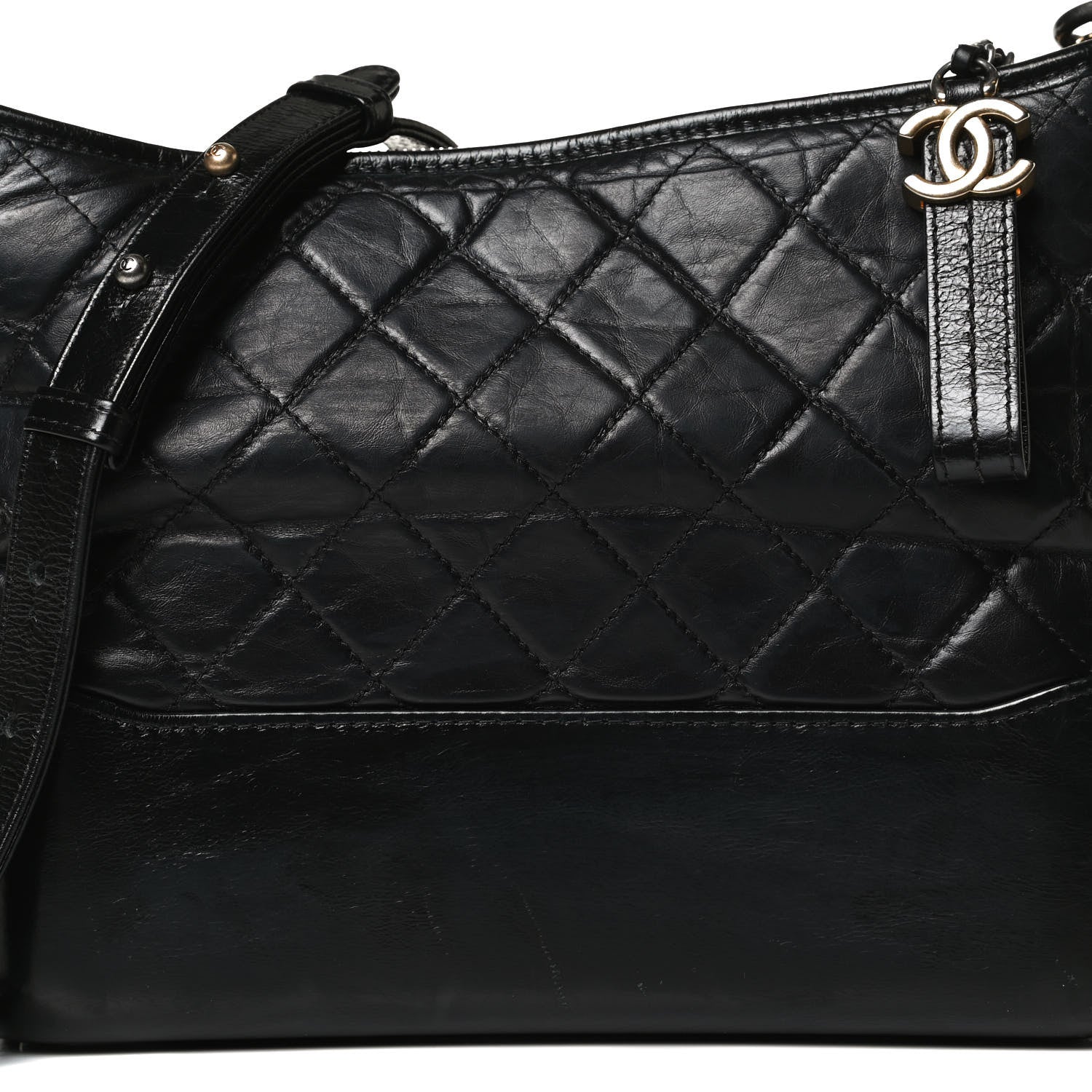 Chanel Aged Calfskin Quilted Medium Gabrielle Hobo Black 8 of 16