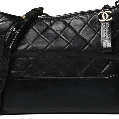 Chanel Aged Calfskin Quilted Medium Gabrielle Hobo Black 8 of 16