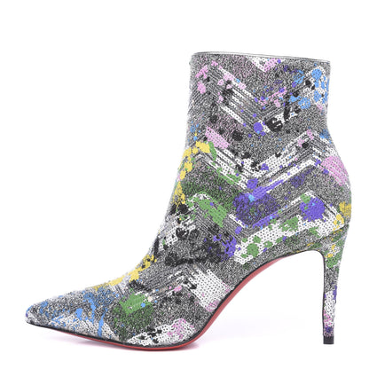 Christian Louboutin Paillette Splash So Kate Booty 85 Ankle Boots 37.5 Silver Multicolor 1 of 8