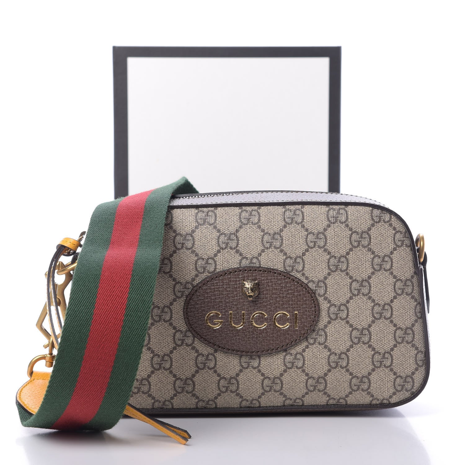Gucci GG Supreme Monogram Web Neo Vintage Shoulder Bag Beige New Acero Crop 11 of 11