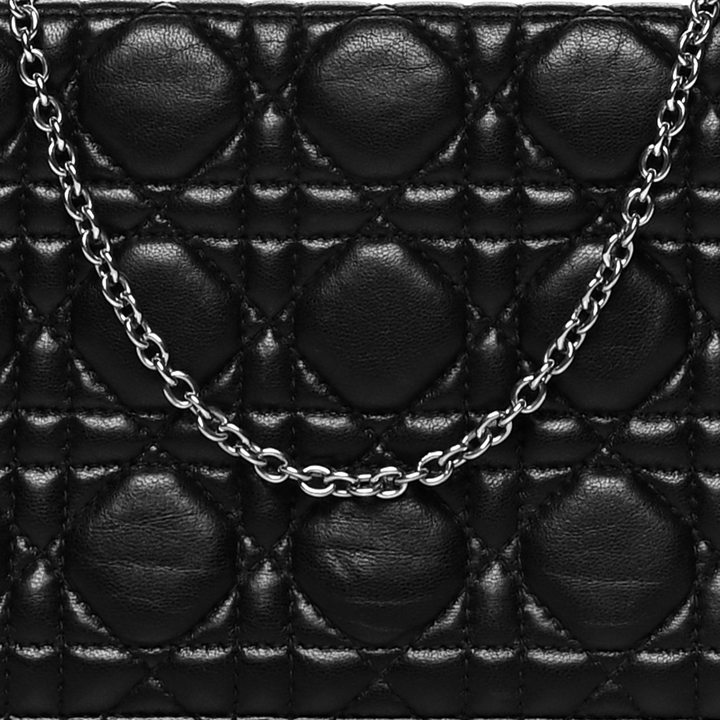Lambskin Cannage Lady Dior Convertible Clutch Black