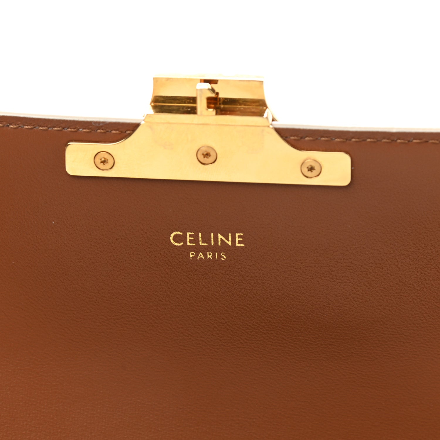 Celine Canvas Calfskin Triomphe Shoulder Bag White 6 of 11
