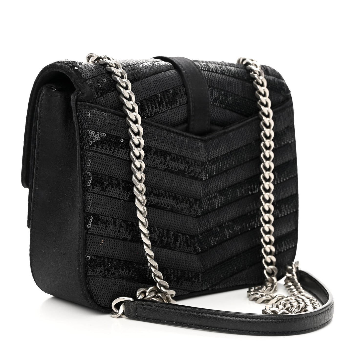 Sequin Matelasse Chevron Monogram Small Sulpice Black
