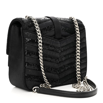 Saint Laurent Sequin Matelasse Chevron Monogram Small Sulpice Black 3 of 11
