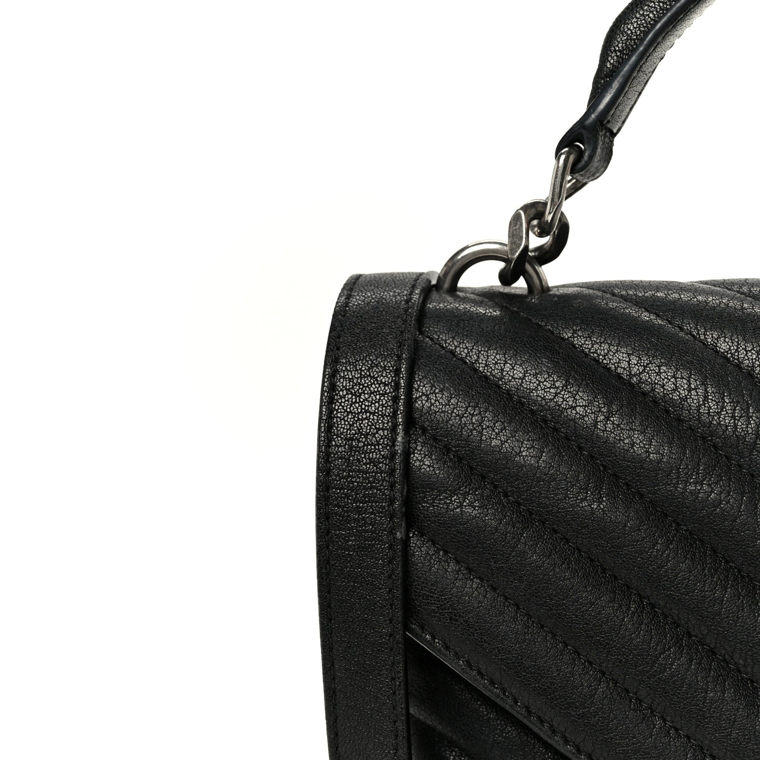 Saint Laurent Sheepskin Matelasse Chevron Monogram Monochrome Medium College Bag Black 11 of 11