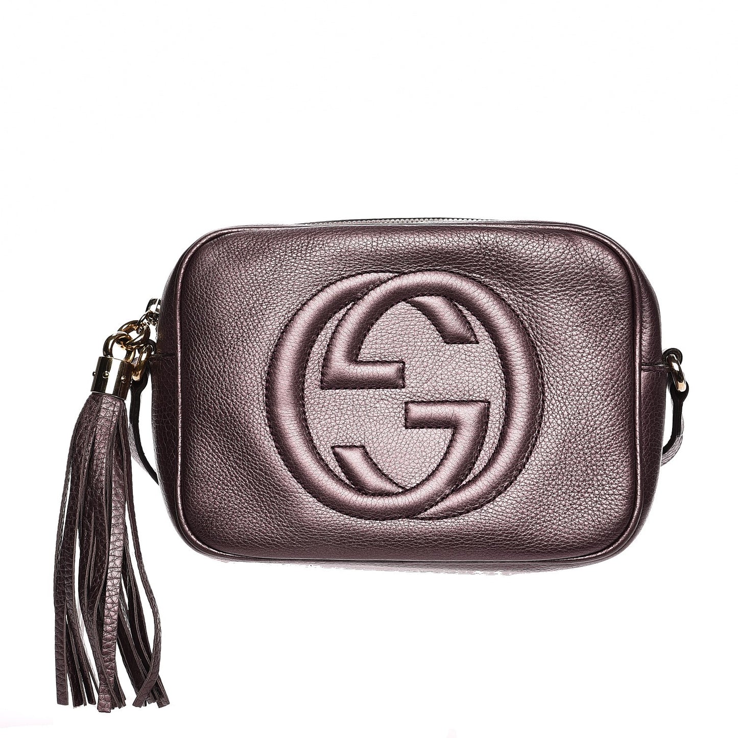 Metallic Pebbled Calfskin Small Soho Disco Bag Purple