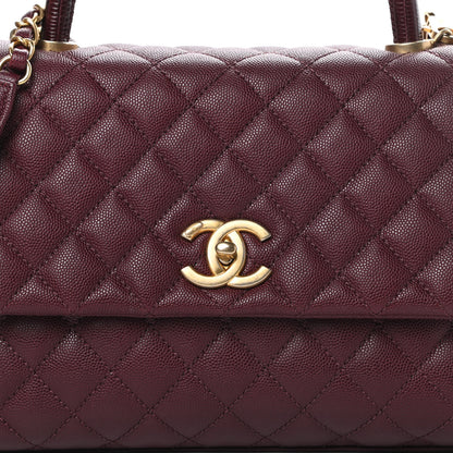 Chanel Caviar Lizard Embossed Quilted Small Coco Handle Flap Burgundy 8 of 11