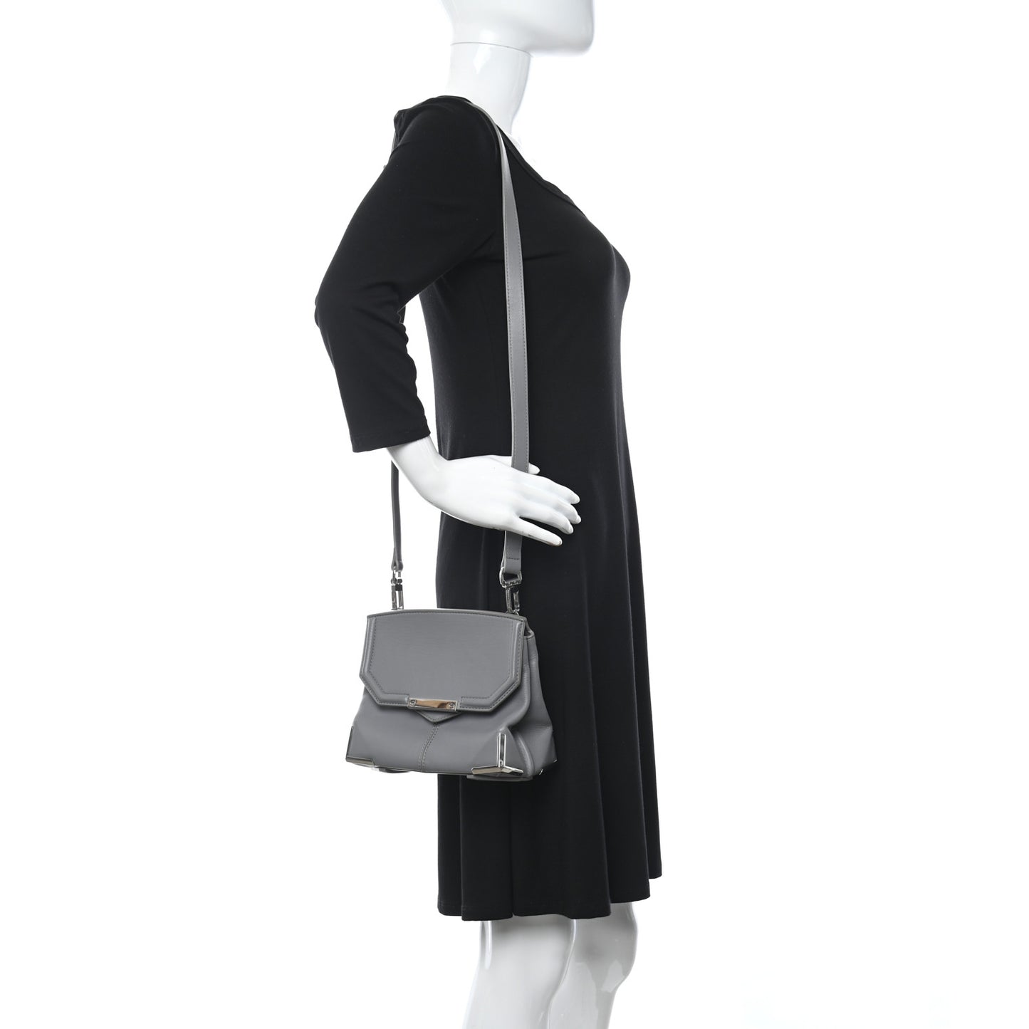 Calfskin Small Marion Tote Grey Silver Hardware