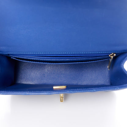 Chanel Lambskin Quilted Mini Top Handle Rectangular Flap Blue 5 of 12
