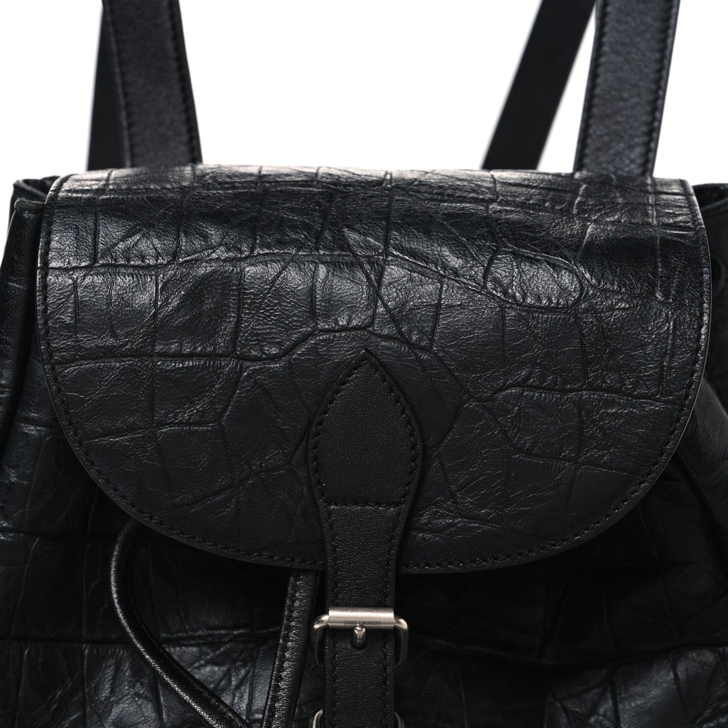 Crocodile Embossed Lambskin Festival Backpack Black