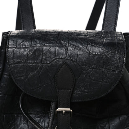 Saint Laurent Crocodile Embossed Lambskin Festival Backpack Black 8 of 10