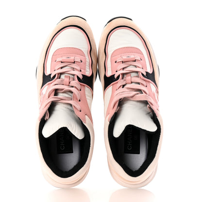Chanel Nylon Lambskin Suede Calfskin CC Sneakers 40 Pink White Black 2 of 10