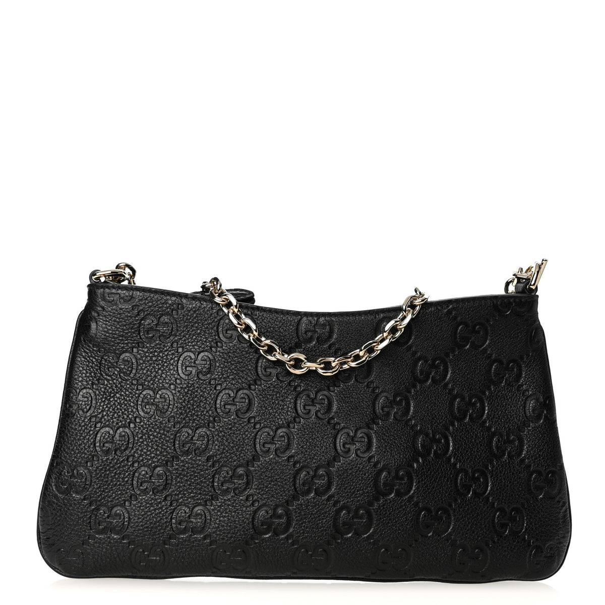 GG Grainy Calfskin Emblem Medium Shoulder Bag Black