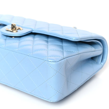 Chanel Iridescent Lambskin Quilted Medium Double Flap Light Blue 9 of 9
