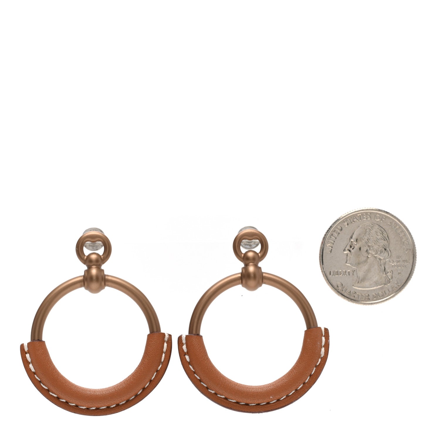 Hermes Barenia Loop Earrings Fauve 2 of 4