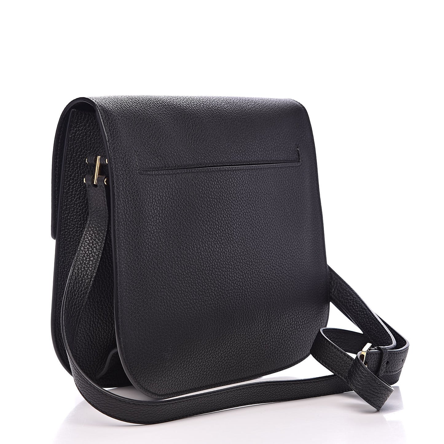 Calfskin Large T Clasp Tara Crossbody Bag Black