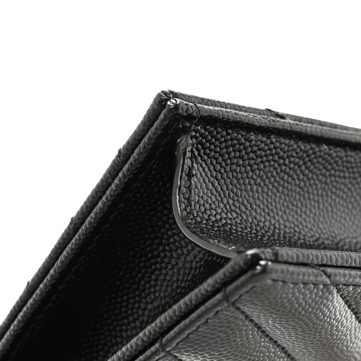 Saint Laurent Grain De Poudre Matelasse Chevron Monogram Envelope Chain Wallet Black 11 of 13